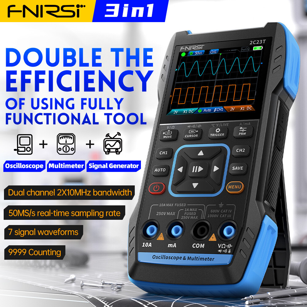 FNIRSI 2C23T Handheld Oscilloscope Digital Multimeter Function Signal Generator