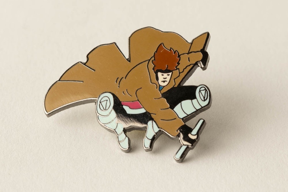 Gambit Silver Metal & Enamel Pin Marvel Planet Studios Vtg