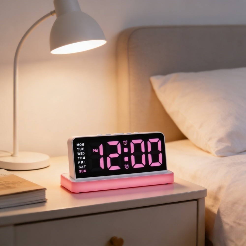 Weekday Display Bedside Use Office Desk Use LED Alarm Clock Large Screen Display