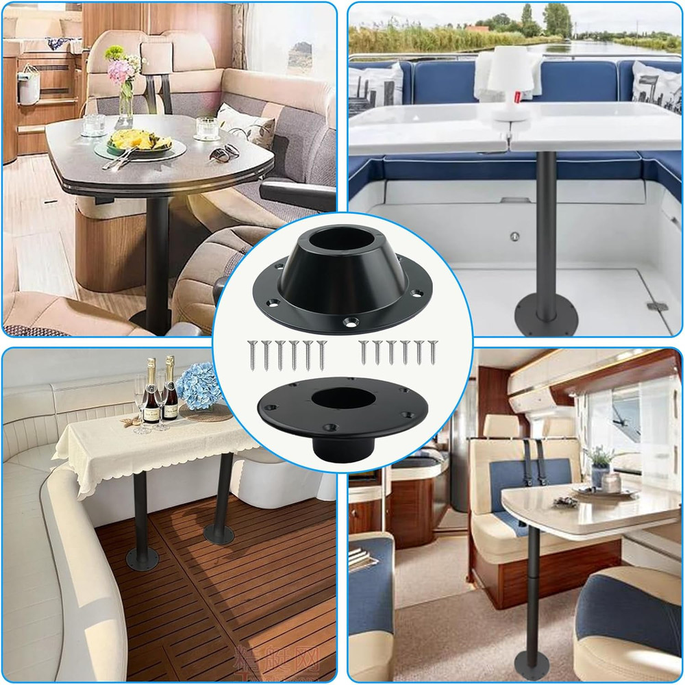 4 Pack RV Table Base Mount Aluminum Camper Table Base Mount with 6 Mounting Hole