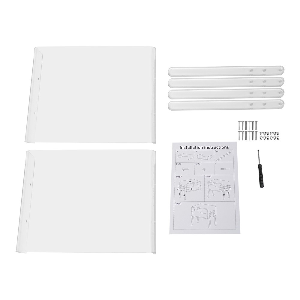 End Table Rectangular, Modern Clear Side Table Open Compartment Table for Couch