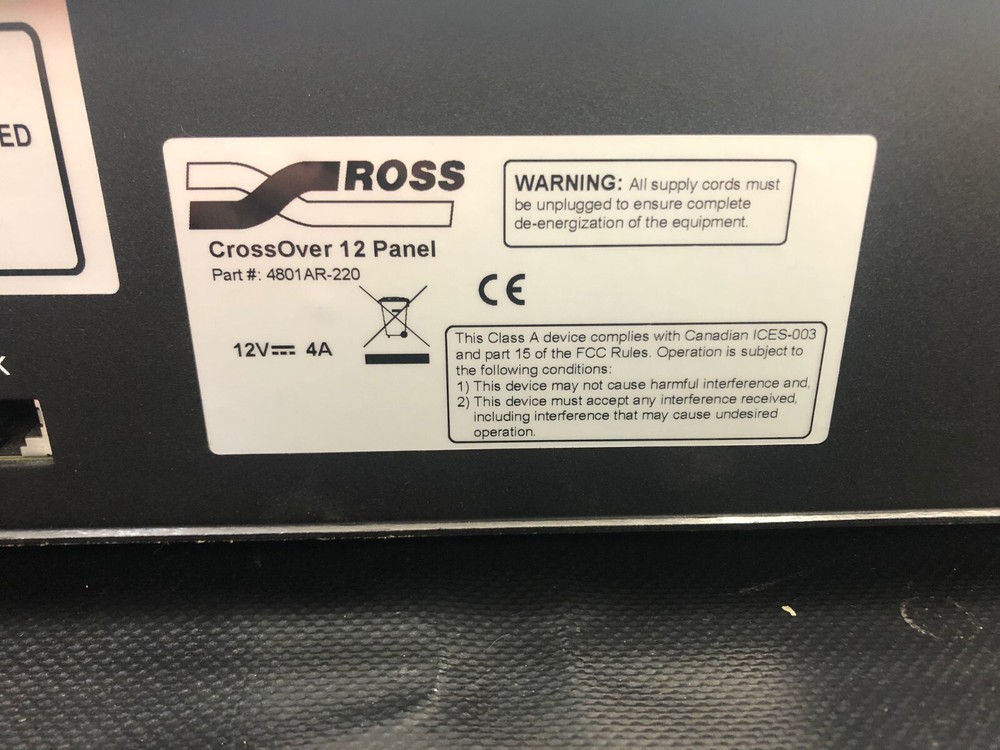 Ross Crossover 12 Panel 4801AR-220 Video Production Unit