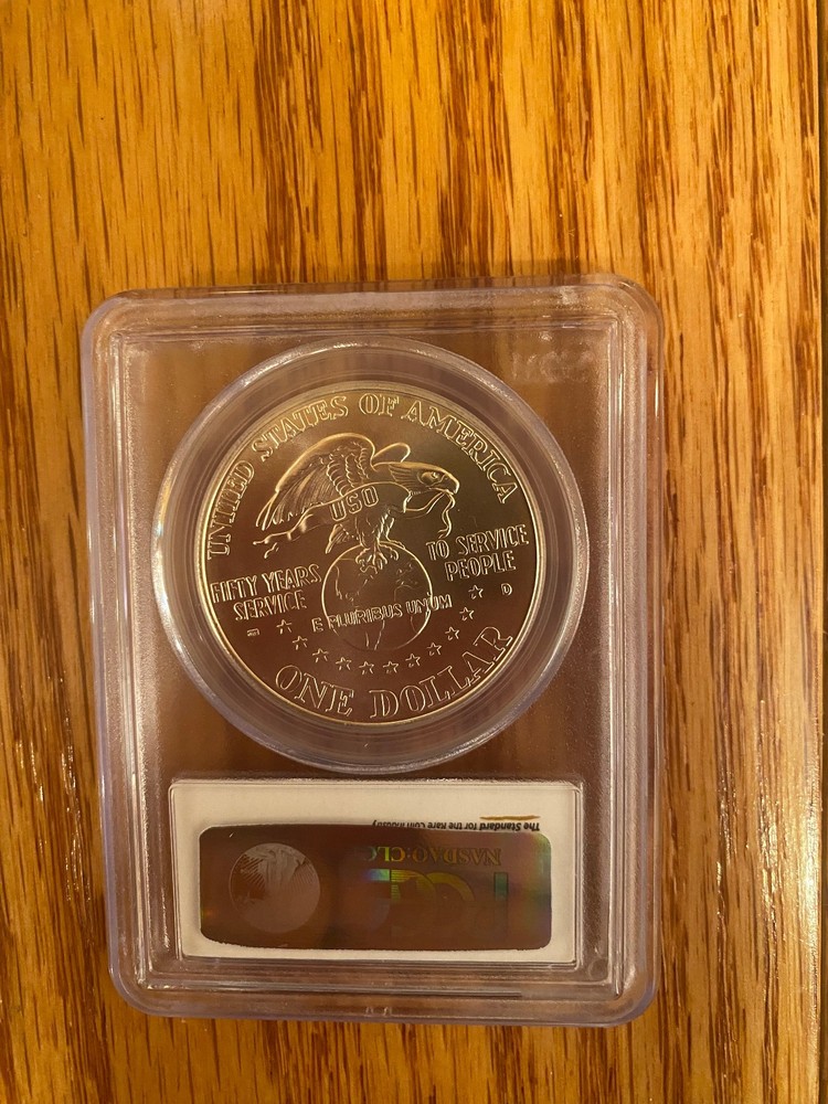 1991 D USO Commemorative Silver Coin PCGS MS70