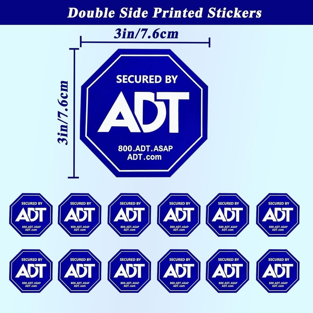 12 Pack ADT Security Stickers, Double-Sided ADT Security Decals,HD Printed Se...