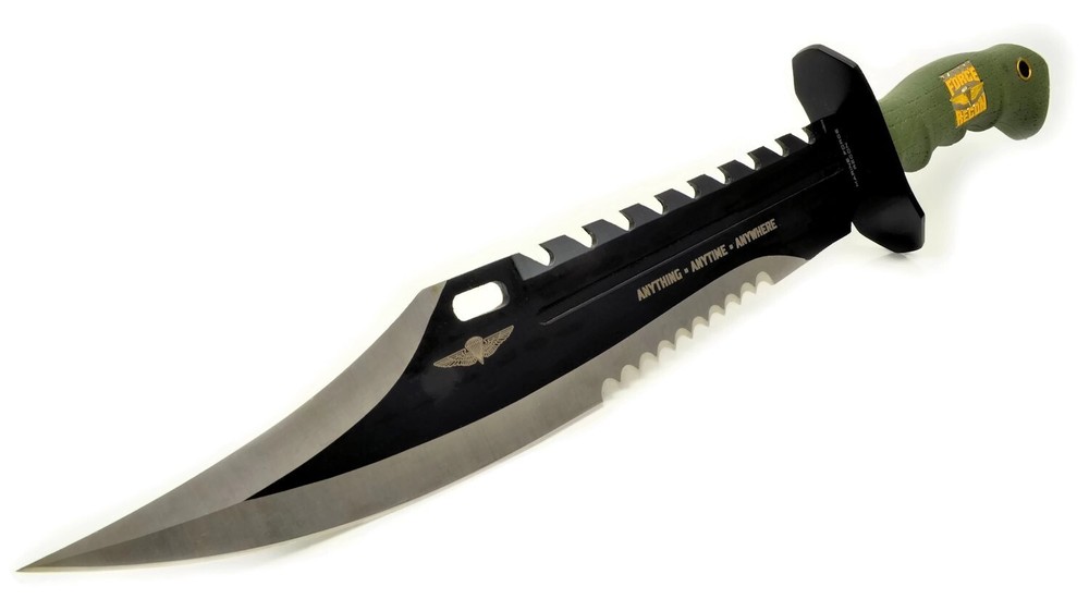 Massive Marine Force Recon Black Bowie Combat Fighter Survival Knife w/Sheath