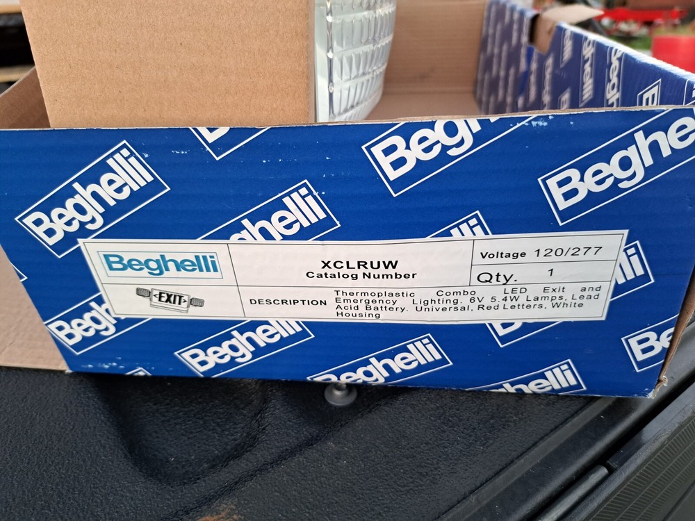 Beghelli Exit Lamp XCLRUW Thermoplastic Combo LED Exit & Emergency Lighting *NIB