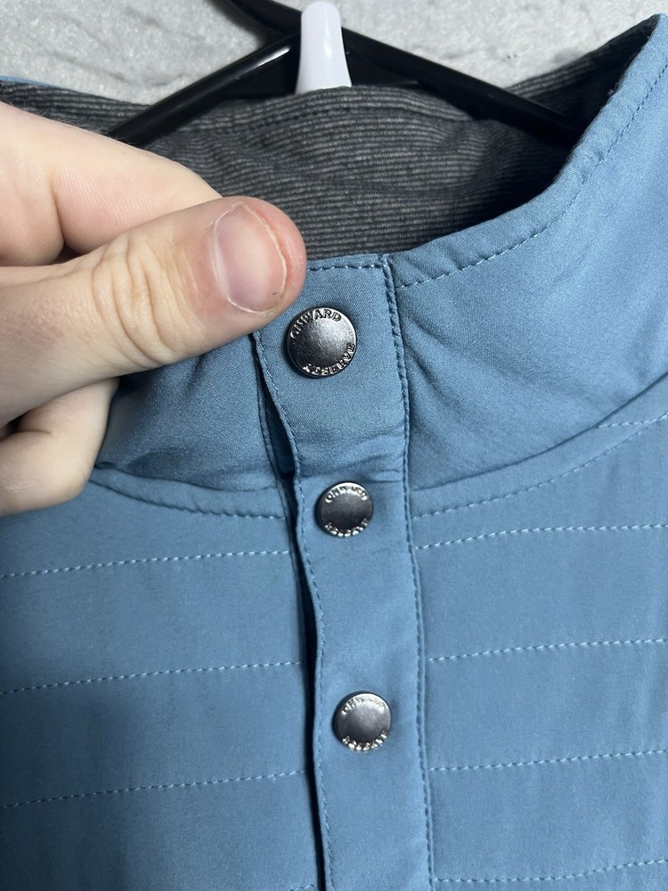 Onward Reserve Jacket Mens Medium Blue Snap Crosby Quilted Pullover Performance