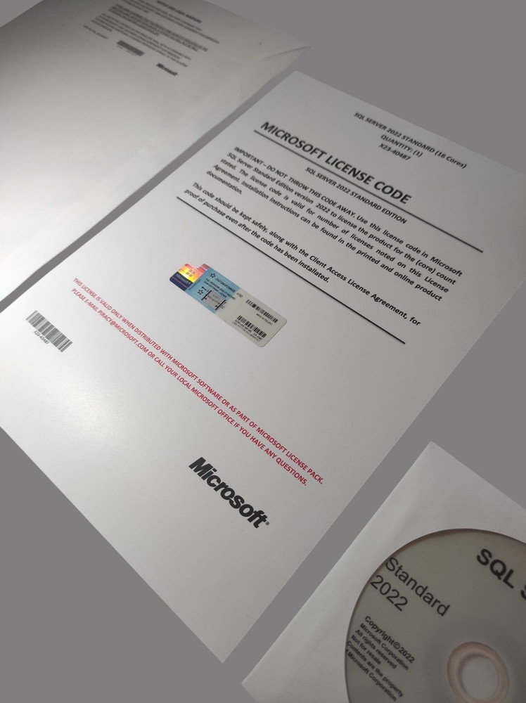 SQL Server 2022 Standard 16 Cores unlimited User CALs with CoA