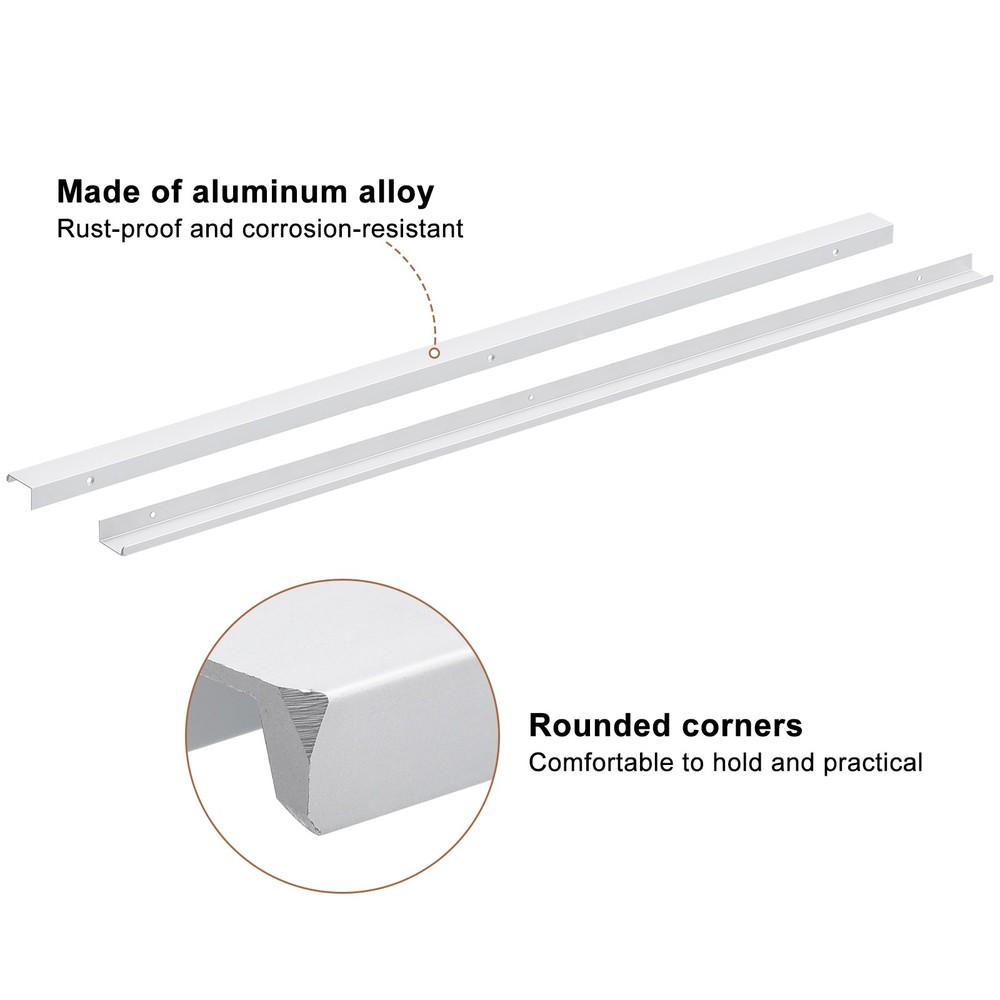 Cabinet Edge Finger Pull, 5pcs 800mm / 31.5" Hidden Cabinet Pulls, Silver