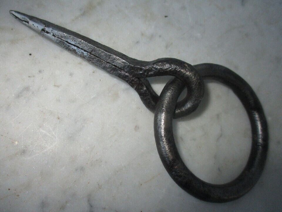 Antique Wrought Iron Tethering Ring on Pin Blacksmith Hardware Iron Hook