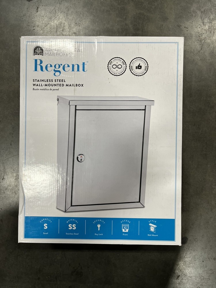 Architectural Mailboxes Regent Silver, Small,Steel, Locking, Wall Mount Mailbox