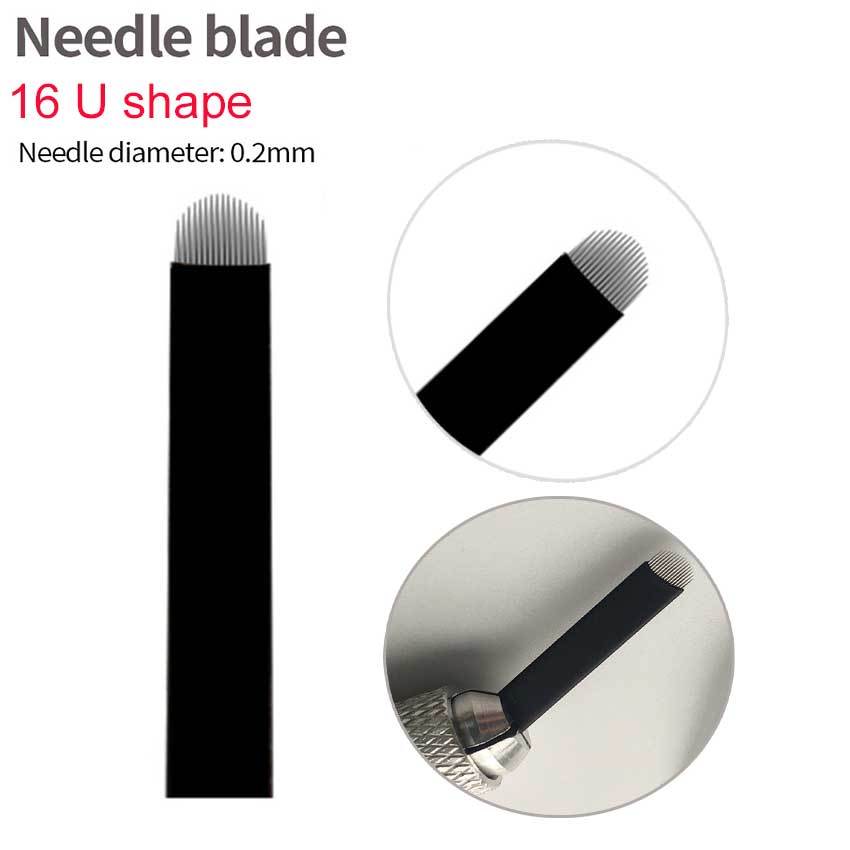 U Shape Microblading 16 Needle Permanent Makeup Eyebrow Lip Tattoo Curved Blades