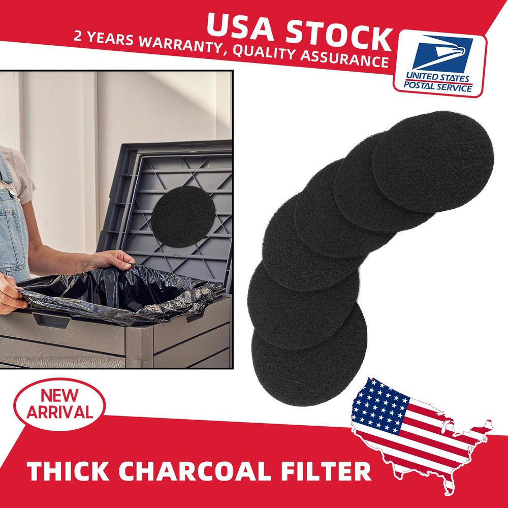 6x Charcoal Filters Compost Bin Replacement Filter Round 6.7" Activated Carbon