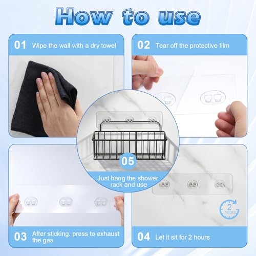 Novabright 40 Pack Shower Caddies Adhesive Replacement Strips Waterproof