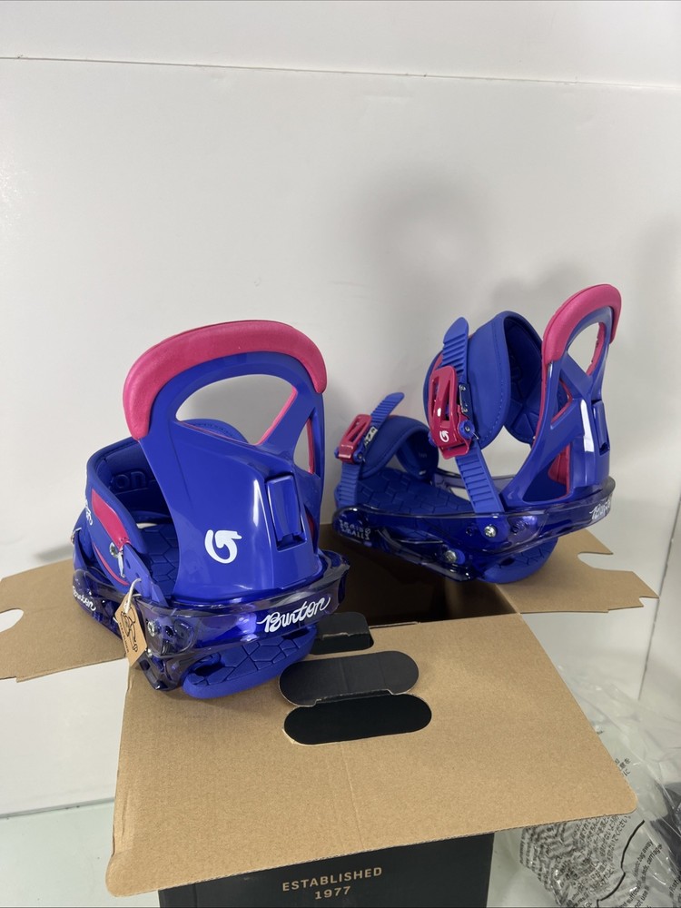 Burton Scribe SMALL SnowBoard Bindings Deja Blue Boot Size 4-6 .