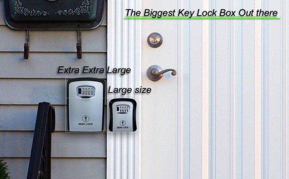 Iron Lock® - Key Lock Box Wall Mount for Keys 4 Digit Combination