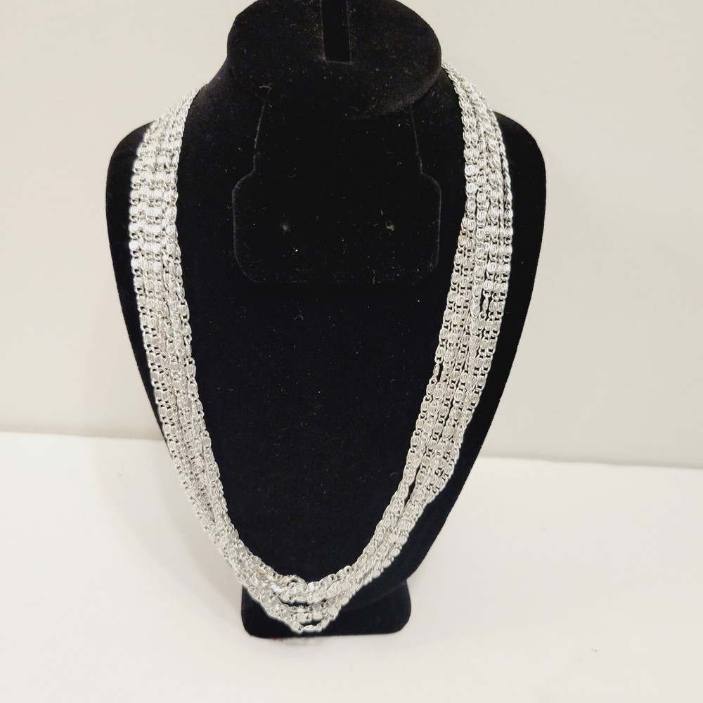 Vtg Sarah Coventry Chocker Necklace Silver Tone Multi Strand Chains