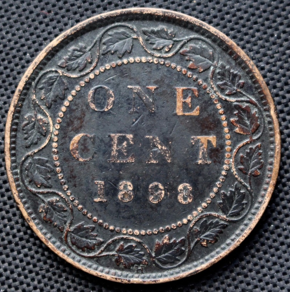 1898 H CANADA ONE CENT LARGE CENT - BRONZE - Queen Victoria