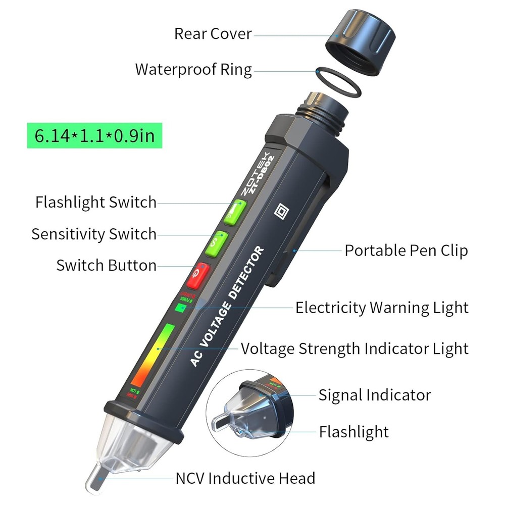 Non-Contact Voltage Tester - Dual Range AC Voltage Tester with Flashlight