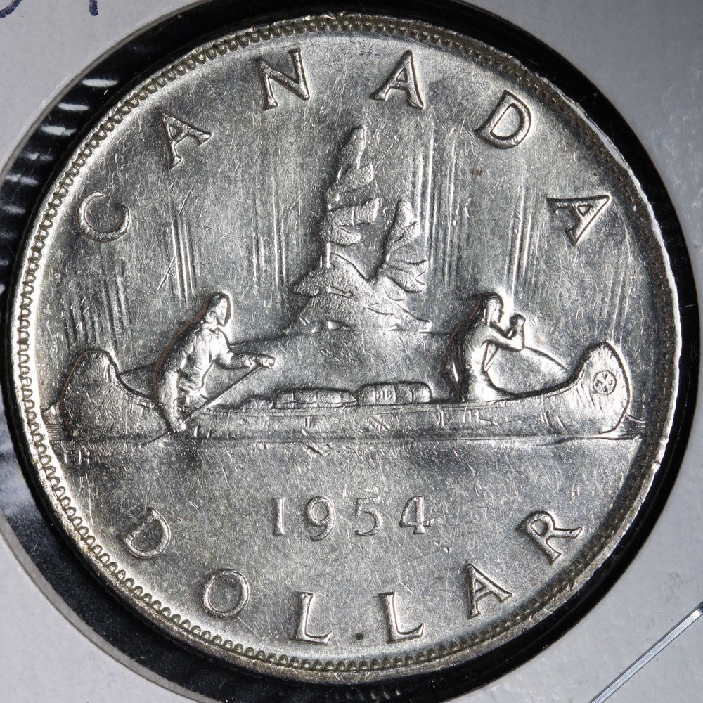 1954 Canada SILVER One Dollar Piece E394 DKNP