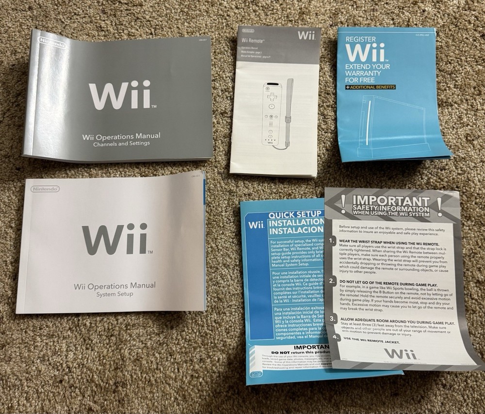 Nintendo Wii Console Operations Manuals & System Set Up Booklets Original