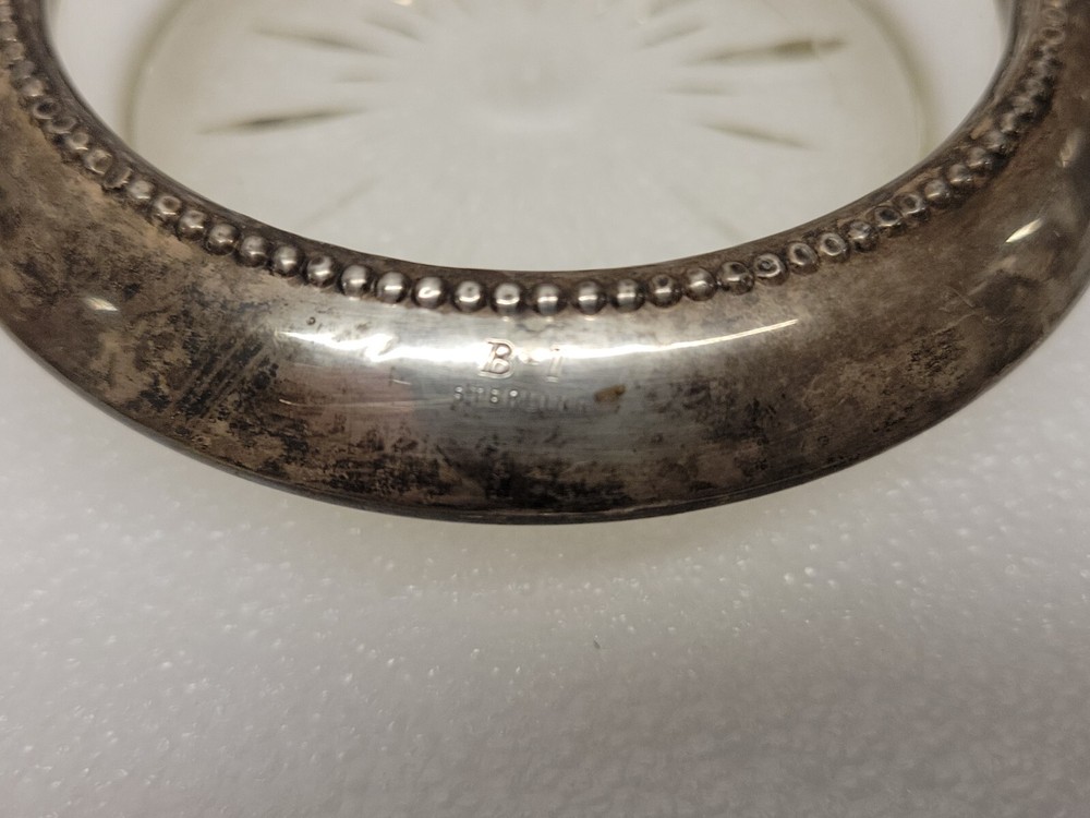 2 Sterling Silver Crystal Coasters 4 Inch B-1 # 3667