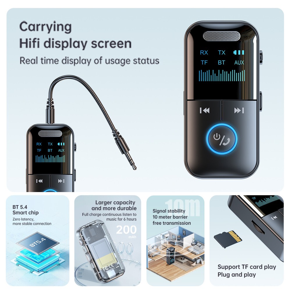 Type-C 4in1 Bluetooth Audio Adapter Wireless Receiver Transmitter MP3 Player USA