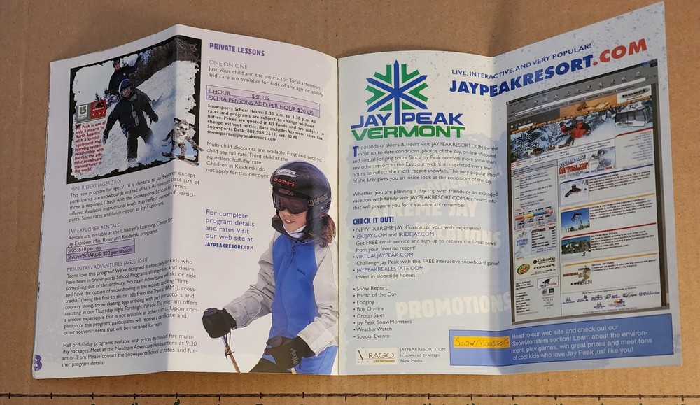 2003 JAY PEAK SKI AREA BROCHURE W/(TRAIL MAP INSIDE) & 22/23 TM TOO. BOTH MINT