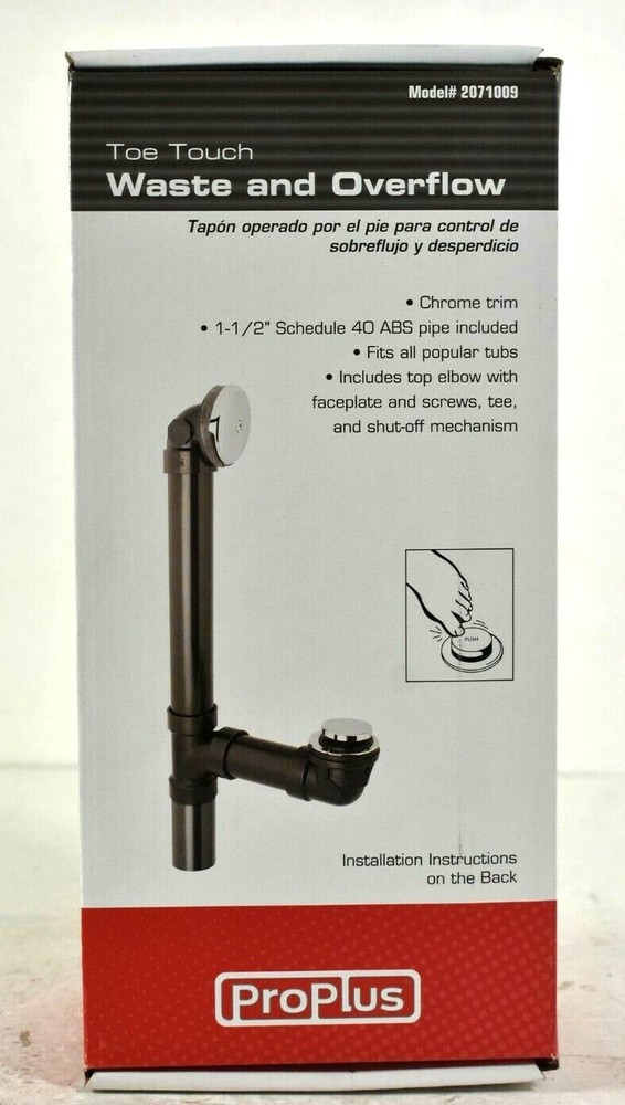 Proplus 2071009 Schedule 40 Abs 1-1/2 Pipe Toe Touch Waste Overflow Kit