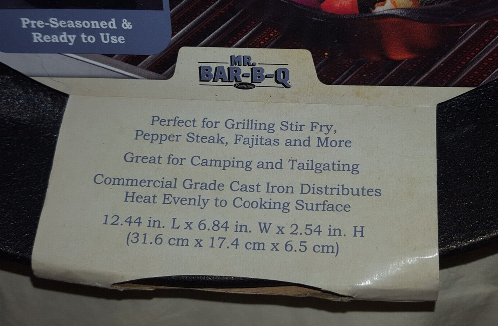 Mr. Bar-B-Q Oval Cast Iron Grilling Dish - New