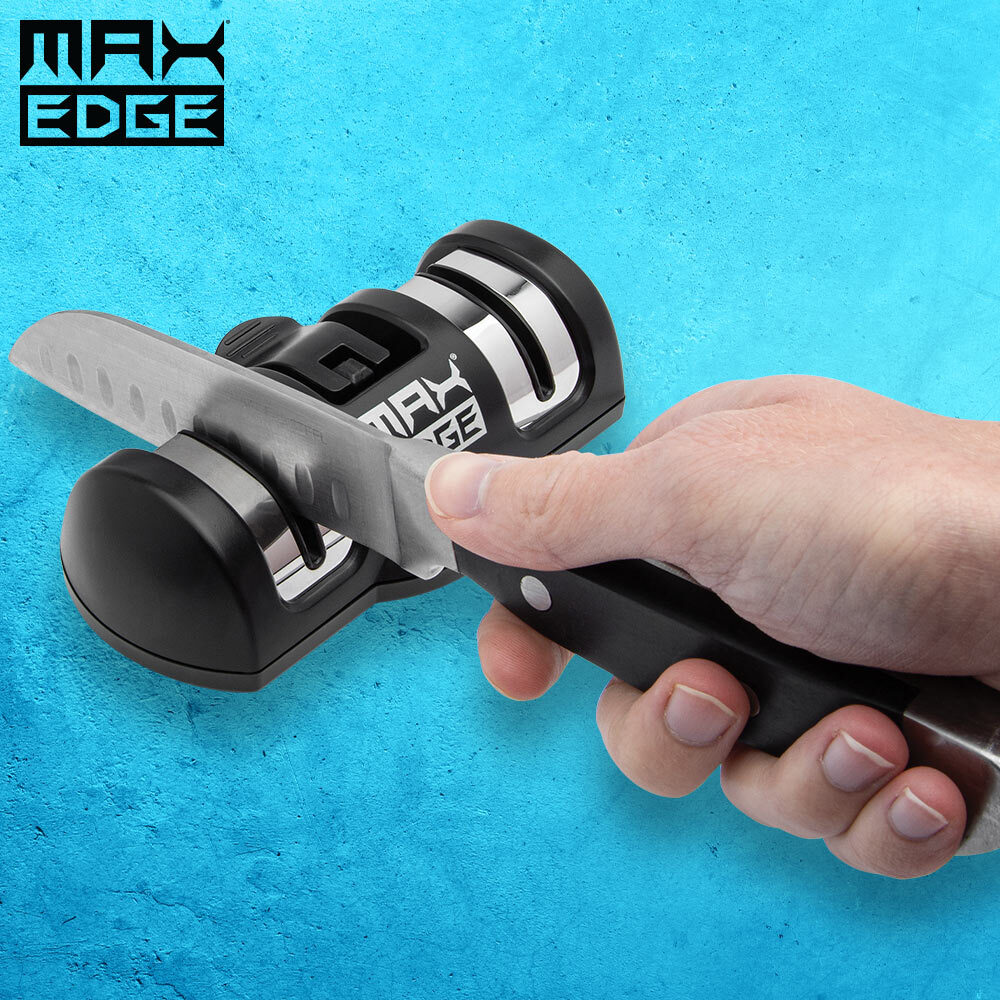 Max Edge Knife Sharpener, Precise Sharpening, Diamond & Ceramic Grinding Wheels