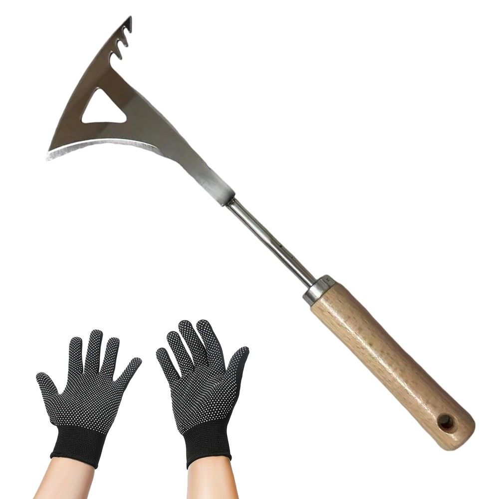 Weed Puller Tool, Manual Stainless Steel Weeding Tool, Triangle Shape for Law...