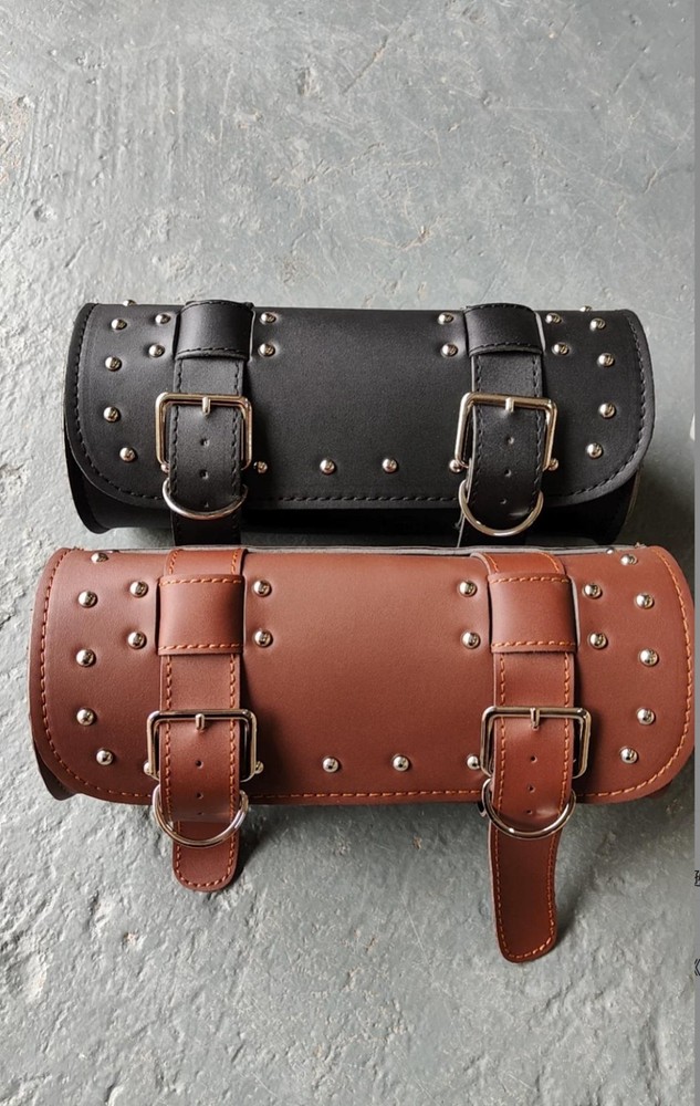 Motorcycle Front Fork Tool Bag PU Leather Handlebar Pouch Storage Saddle Bag Hot