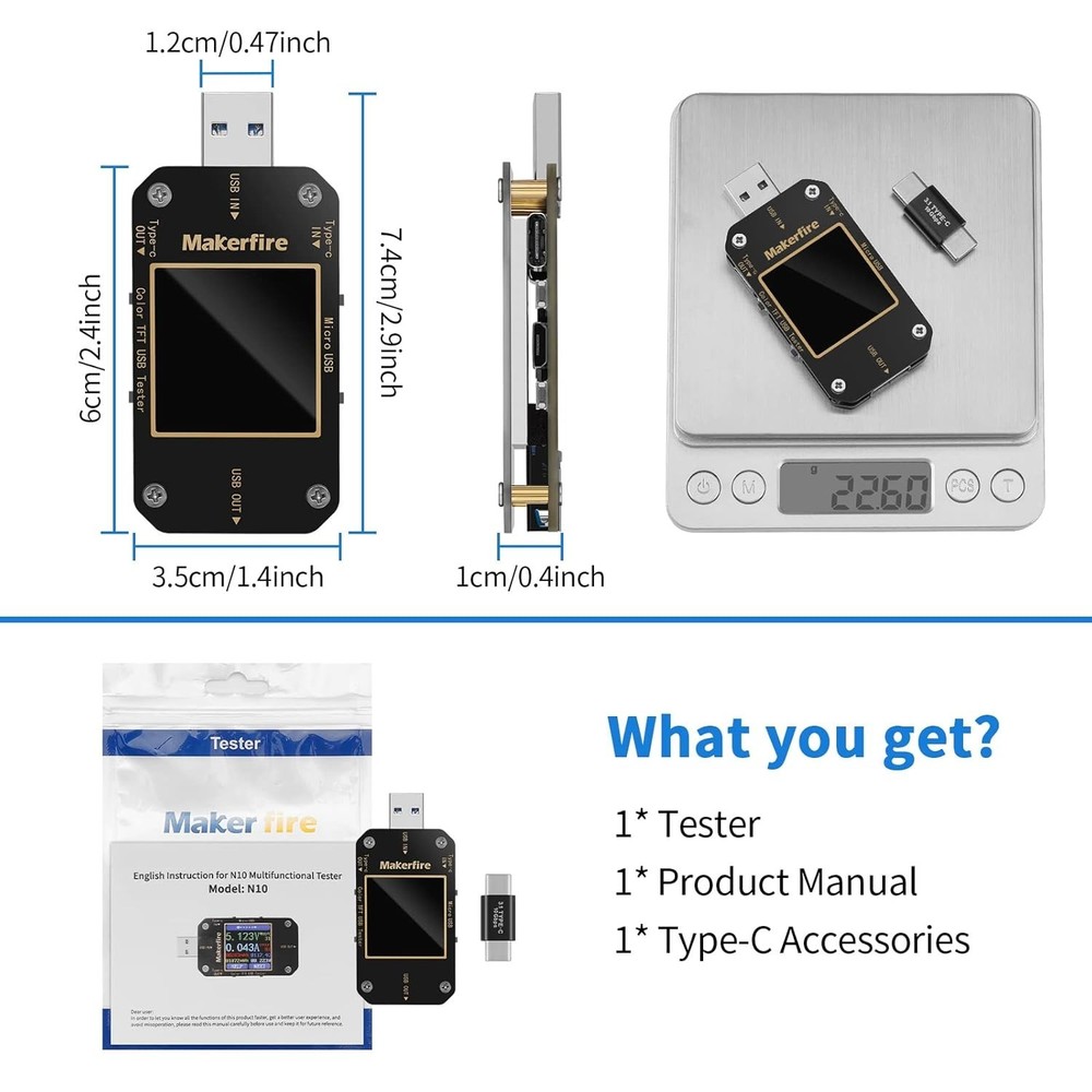 Advanced USB Multimeter: 360° Rotating LCD, Temperature Alerts, Compact Design