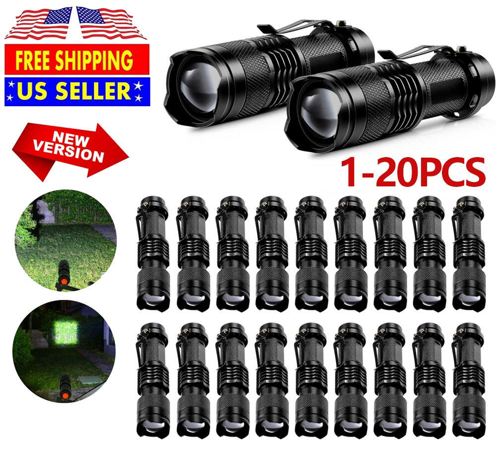 1-20PCS Mini LED Flashlight Torch Adjustable Focus Flashlight Zoom Light Lamp