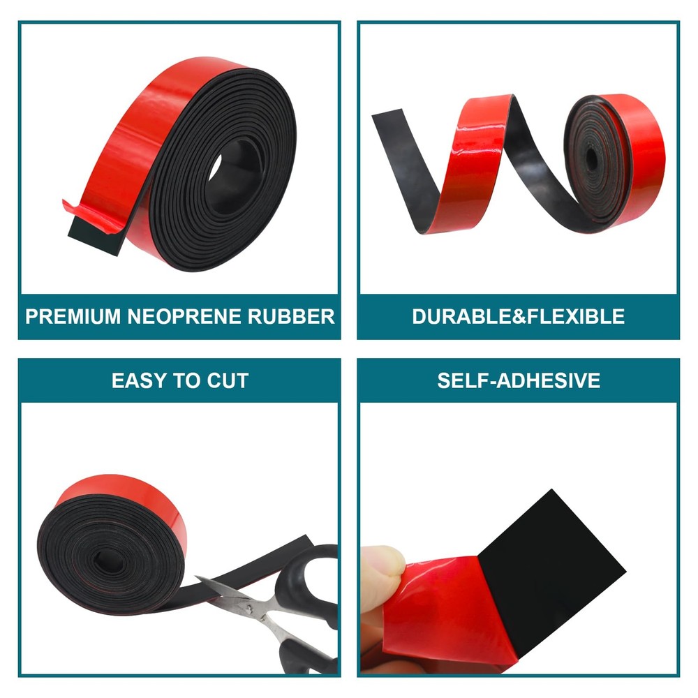 Adhesive Rubber Strips, Rubber Sheets, Rolls & Strips 1" Wide x 1/8" Thick x ...