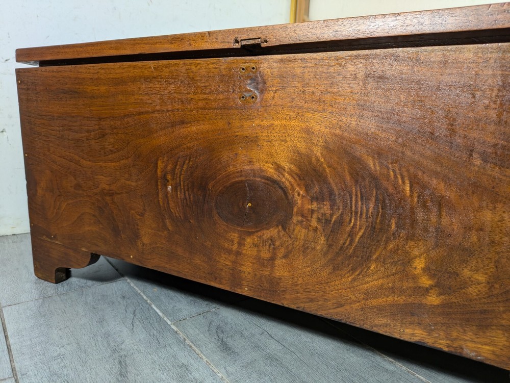 Antique Rustic Solid Wood Carpenter Tool Storage Box Chest Trunk with Lid N65