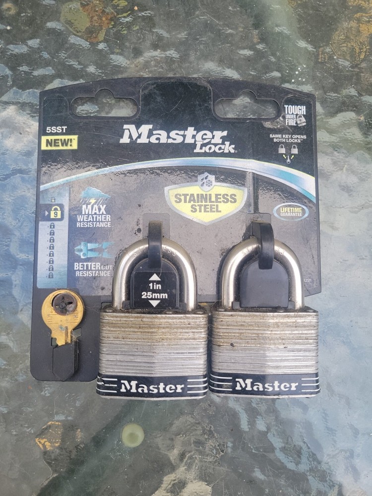 Master Lock Stainless Steel Laminated Padlock - 2 common keys 2 Pack 5SST