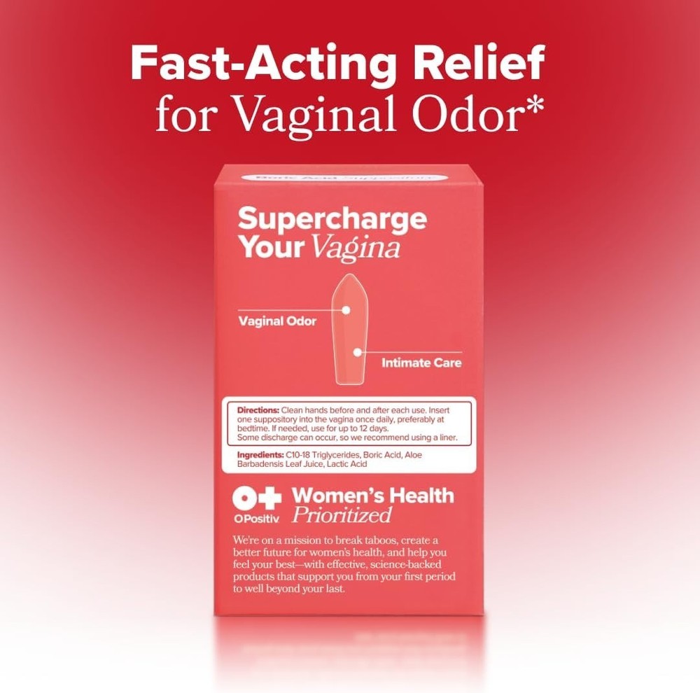 Boric Acid Vaginal Suppositories 600mg 12 Count Intimate Odor Support