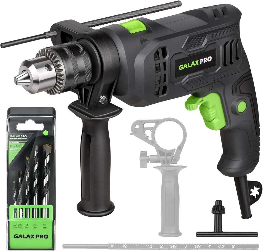 Dual-Function Corded Impact Drill with Variable Speed & Adjustable Handle
