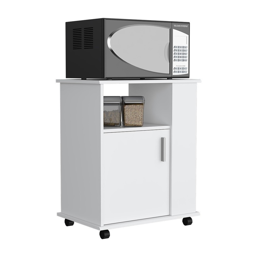 Kitchen Cart Newark, Three Side Shelves, White Finish