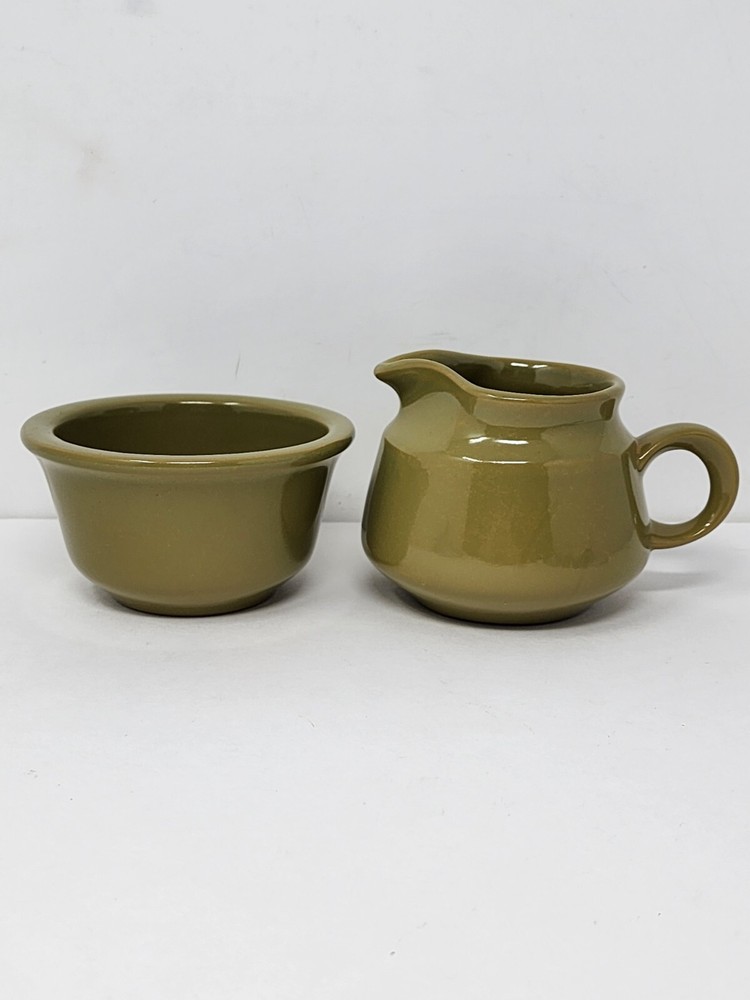 2 pc Set Sugar & Creamer Set Franciscan Pottery Pebble Beach Green Earthenware