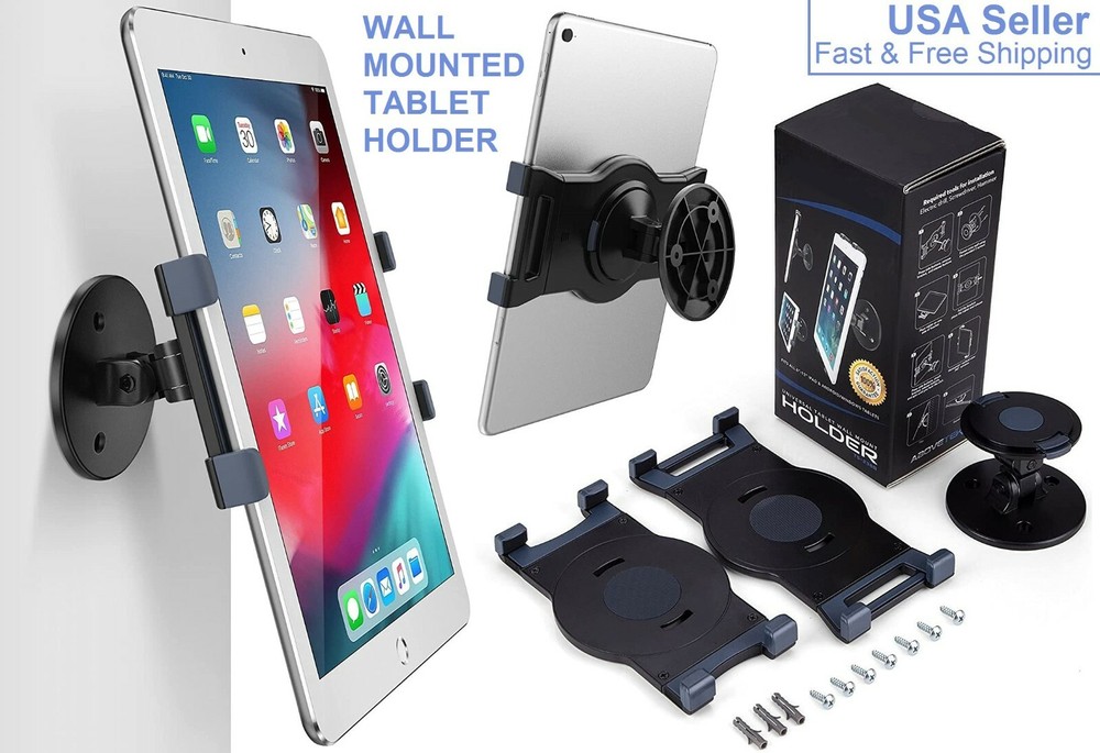Sturdy Wall Mounted Tablet Holder Stand Ipad 360 Rotating Flexible Display