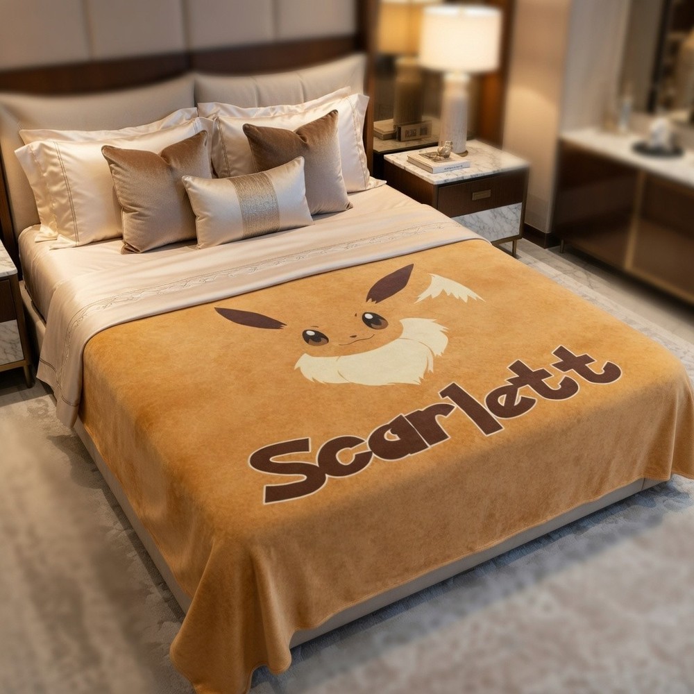 Cute Fox Creature Evolution Anime Flannel Blanket Personalized Baby Gift