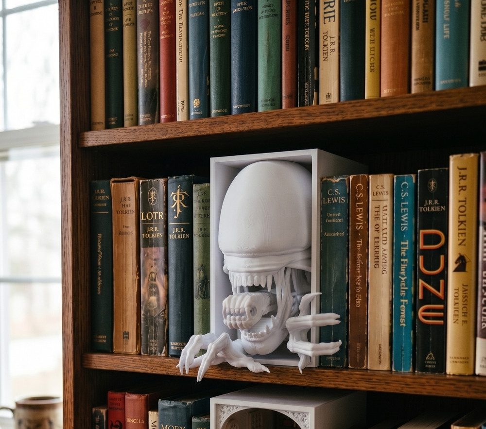 Alien Xenomorph Book Nook & Wall Mount - Sci-Fi Horror Decor