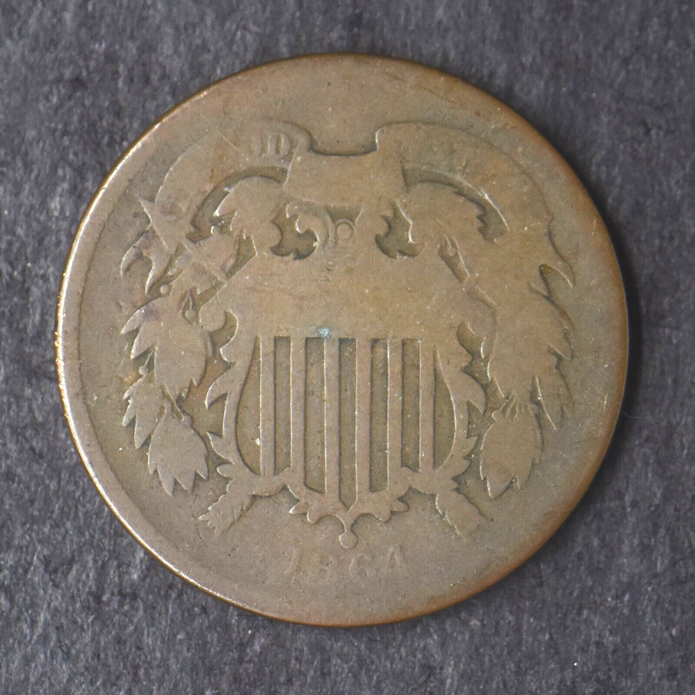 1864 Large Motto 2C Two Cent Piece - COINGIANTS -