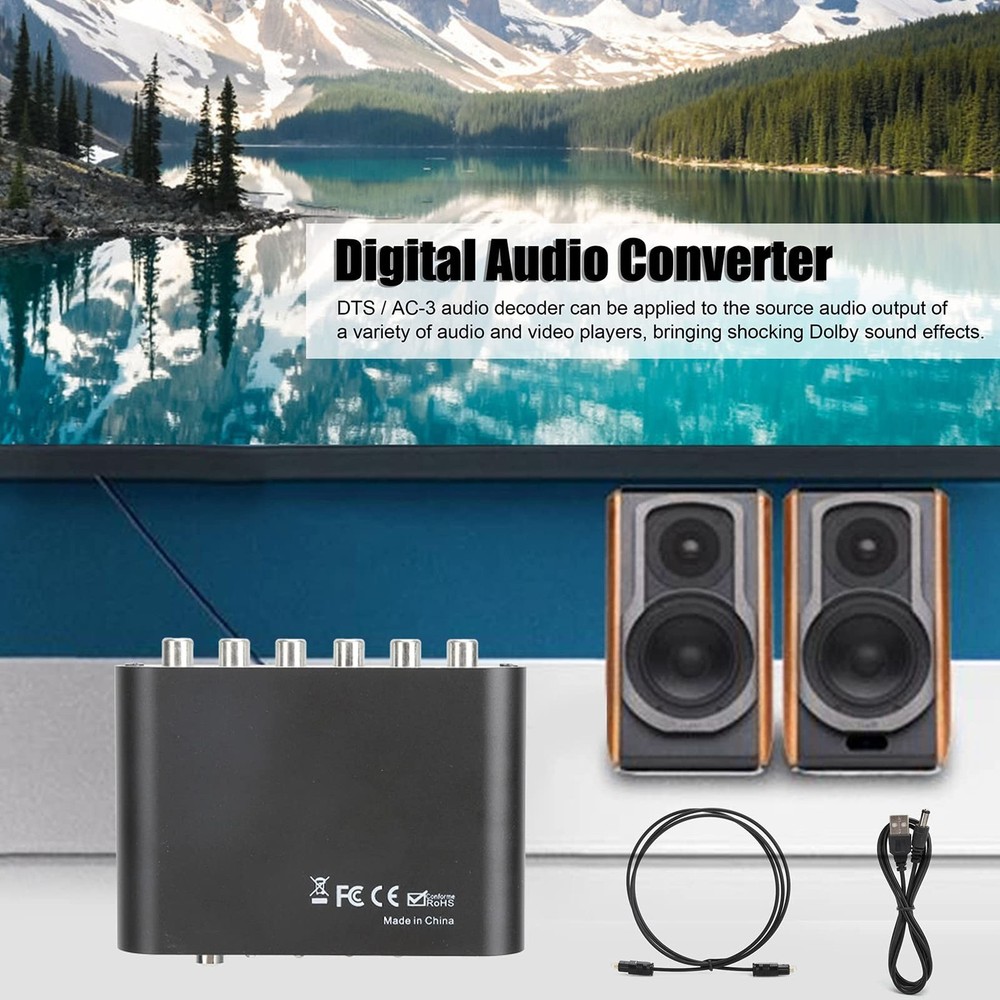Audio Decoder 5.1CH DTS Converter Digital Audio Converter Digital Optical Coa...