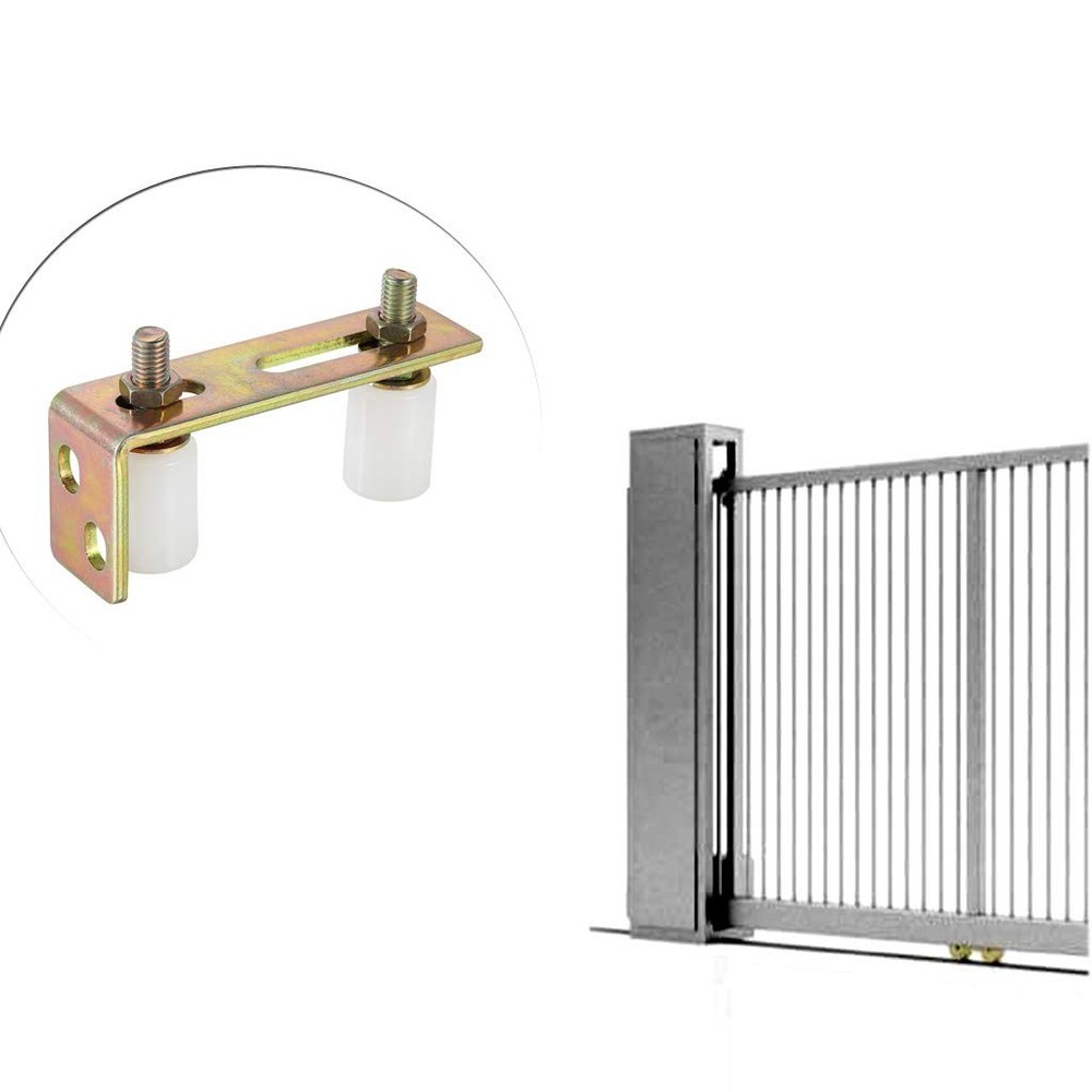 Skelang Slide Gate Guide Roller with L Post Bracket, Adjustable Dual Gold