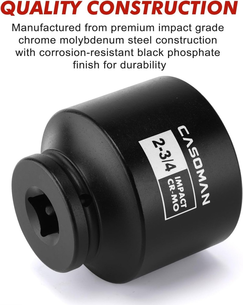 3/4" Drive x 2-3/4" Shallow Impact Socket, 6-Point, SAE, CR-MO