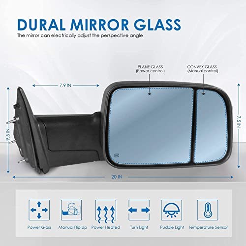 Left Driver Side Mirror Compatible with 2009-2018 Dodge Ram Left Side